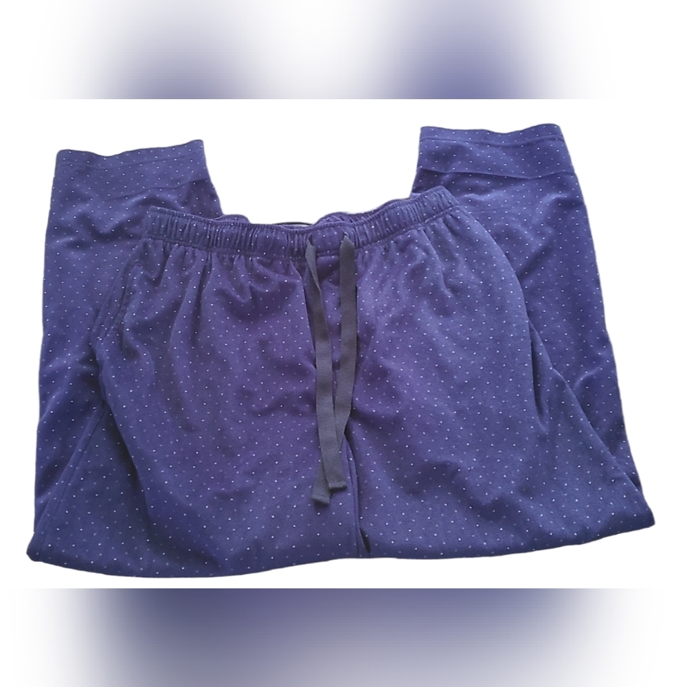 IZOD pajama pants women's size large, soft comfortable dark navy blue pin Dots